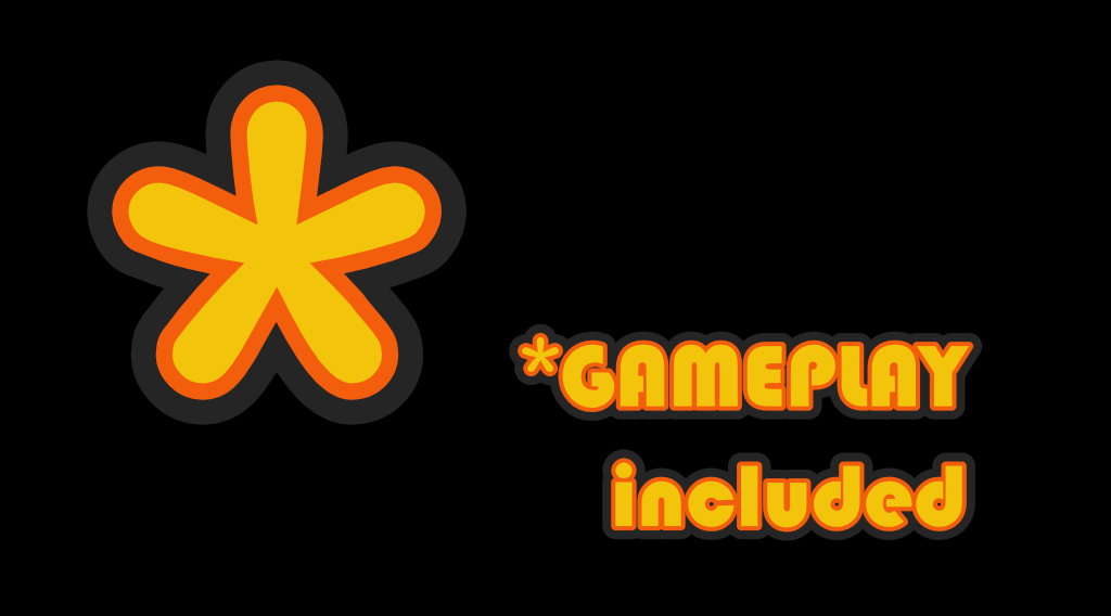 GamePlayInc Logo. It is a yellow asterisk with an organge outline on a black background. It kinda looks like a sun or a flower